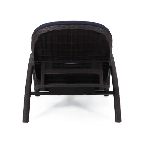 Waverly Patio Faux Wicker Chaise Lounge Navy - Christopher Knight Home: Adjustable, Weather-Resistant image {2}