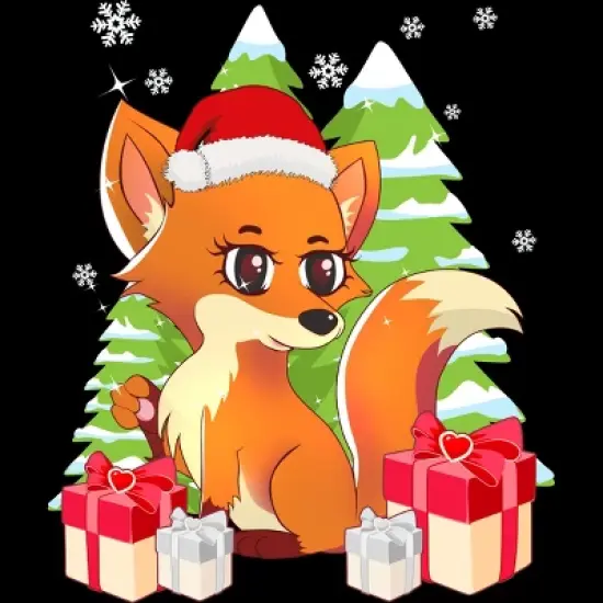 Men's Design By Humans Fox Santa Hat Christmas T Shirt By thebeardstudio Tank Top image {1}