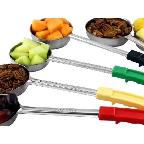 Darware Portion Control Serving Spoons, 6pc Set; 1/4 Cup, 1/2 Cup, 3/4 Cup & 1 Cup Slotted and Spoodle image {1}
