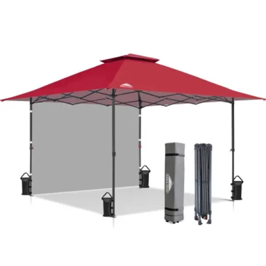 EAGLE PEAK 13'x13' Pop up Canopy Tent w/ One Wall,Portable Sun Shelter for Camping image {15}