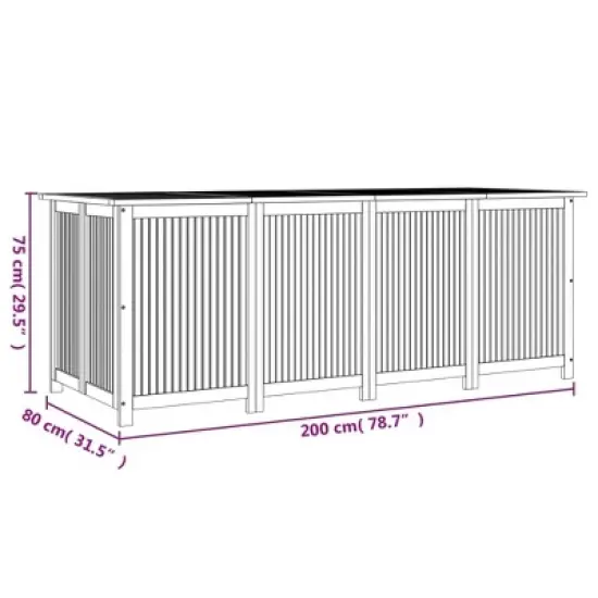 vidaXL Patio Storage Box 78.7"x31.5"x29.5" Solid Wood Acacia image {6}