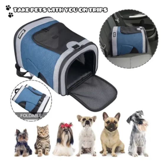 JESPET & GOOPAWS: Pet Soft Backpack Carrier - Blue Grey - 13", Small Dogs & Cats image {5}