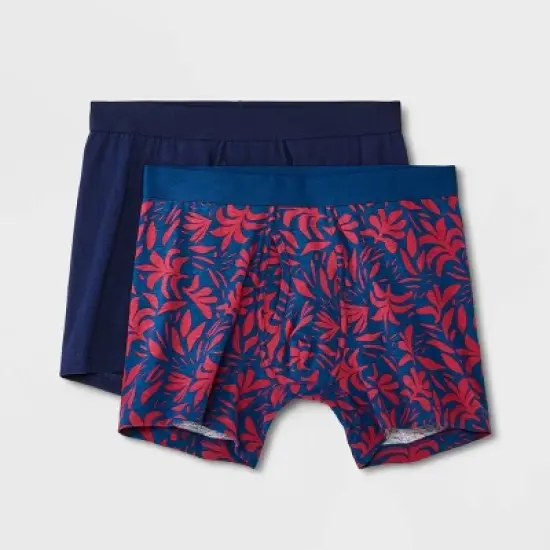 Men's Floral Print Boxer Briefs 2pk - Goodfellow & Co&trade; Blue/Red image {4}
