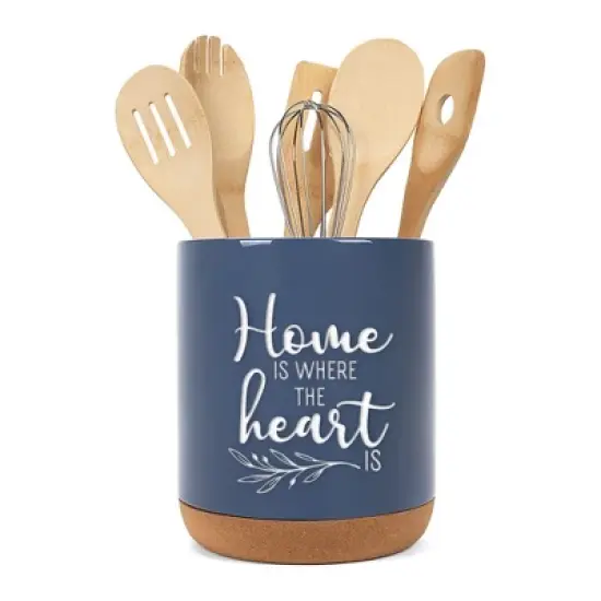 Elanze Designs Home Heart Navy Blue X-Large Cork Bottom Kitchen Utensil Holder image {5}