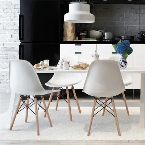 Yaheetech Modern Dining Chairs with Natural Beech Wood Set of 4 image {2}