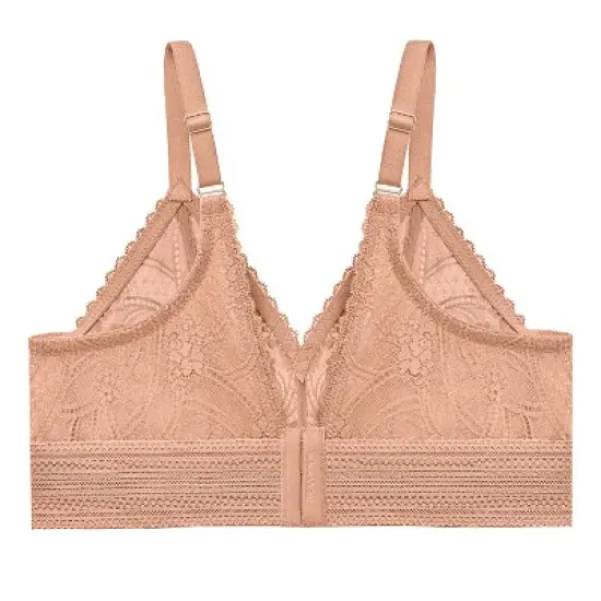 Glamorise Womens Bramour Gramercy Luxe Lace Bralette Wirefree Bra 7012 Cappuccino image {4}