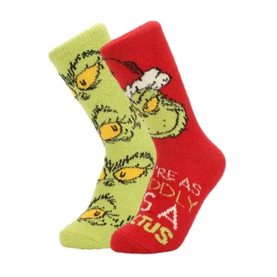 The Grinch You Are As Cuddly Womens Chenille Crew Sock image {6}