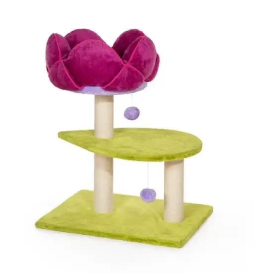 Prevue Pet Products Flower Power Cat Scratching Post, Green & Pink Fabric 7320 image {10}