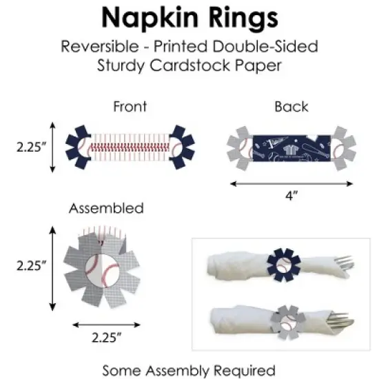 Big Dot of Happiness Batter Up - Baseball - Baby Shower or Birthday Party Paper Charger & Table Decorations Chargerific Kit for 8 image {5}