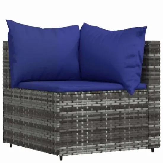 vidaXL Patio Lounge Set Gray PE Rattan Medium Adjustable Feet image {3}