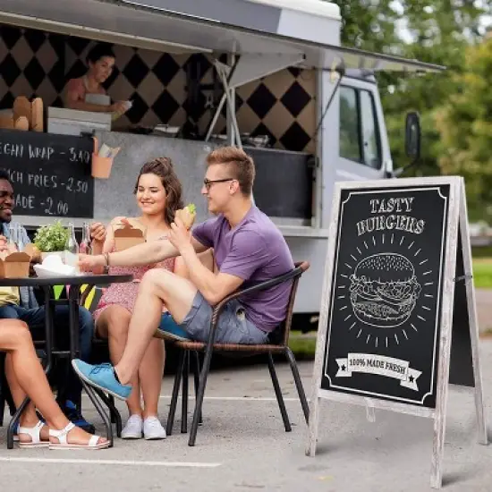 Artloge Heavy Duty A-Frame Magnetic Chalkboard 2-Sided FreestandingChalkboard Sign Sidewalk Cafe Menu Board Wedding Signage -Grey&White image {8}