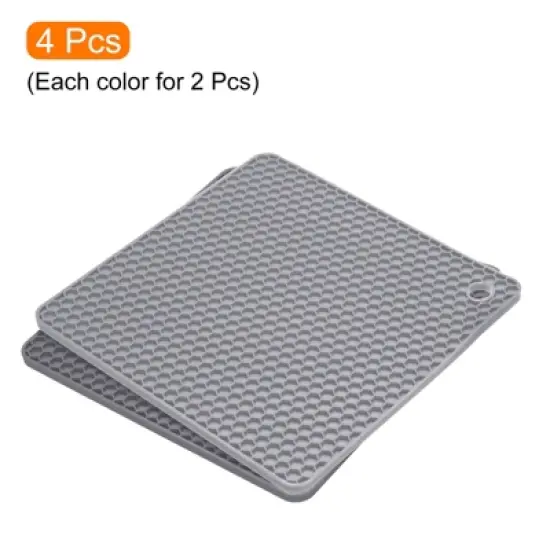 Unique Bargains Silicone Heat Resistant Multi-purpose Trivet Mat 4 Pcs image {2}