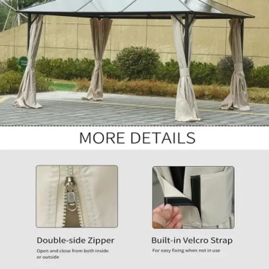 Resenkos Gazebo Pergola Privacy Panels,9.84' x 11.8' Gazebo Sidewall Set with Hooks/C-Rings, Beige image {1}