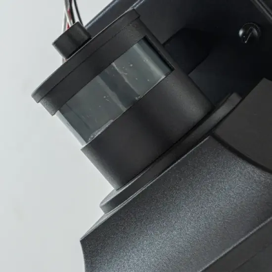 ALOADECOR 1 Light H16 in. Farmhouse Outdoor Wall Lantern with Motion Sensor in Matte Black Modern Wall Sconce with Clear Glass for Courtyard image {6}