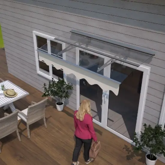 Sapphtopaz Window Awning Door Canopy Exterior 59" x 34" Awnings for Doors Polycarbonate Aluminum Alloy with Valance image {6}