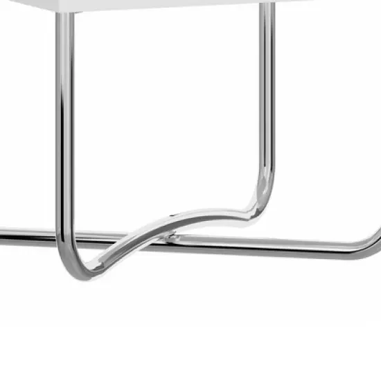 Bedside Nightstand with Open Compartment and Tubular Metal Base White/Chrome - The Urban Port image {2}