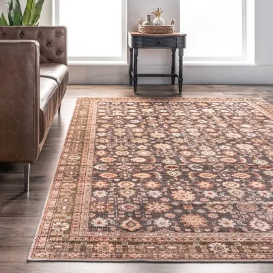 nuLOOM Cathie Persian Floral Machine Washable Area Rug image {7}