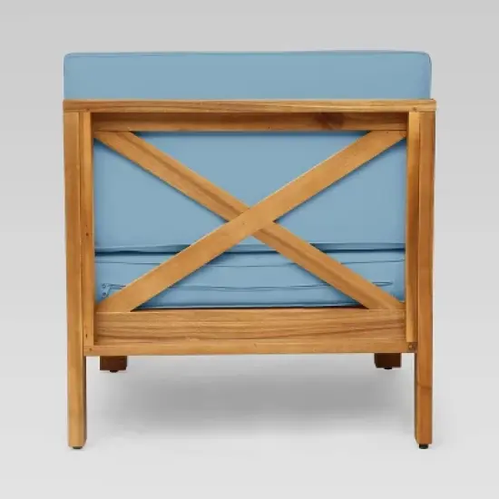 Brava 5pc Acacia Sectional Sofa Set - Teak/Blue - Christopher Knight Home image {4}