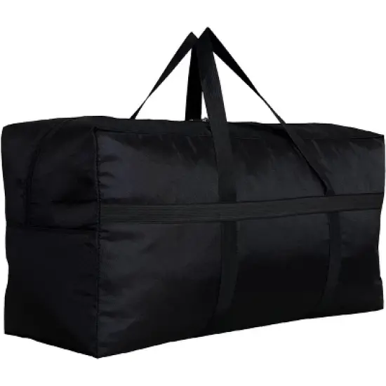 Extra Large Storage Duffle Bag with Zippers and Handles, Black Big Foldable Duffle Bag image {9}