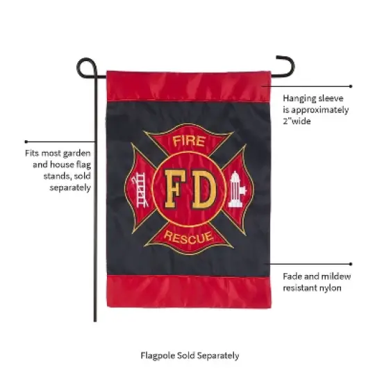 Evergreen Flag Fire Department Garden Applique Flag image {2}