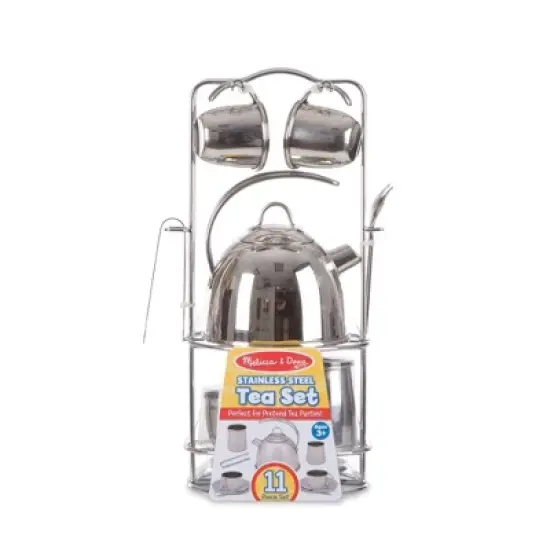Melissa & Doug Stainless Steel Pretend Play Tea Set and Storage Rack (11pc) image {3}