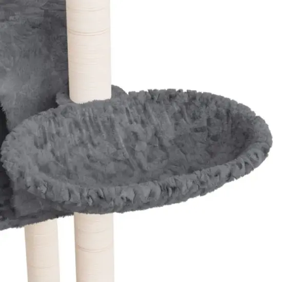 vidaXL Cat Tree Dark grey Engineered wood, plush, sisal Medium Modern image {6}