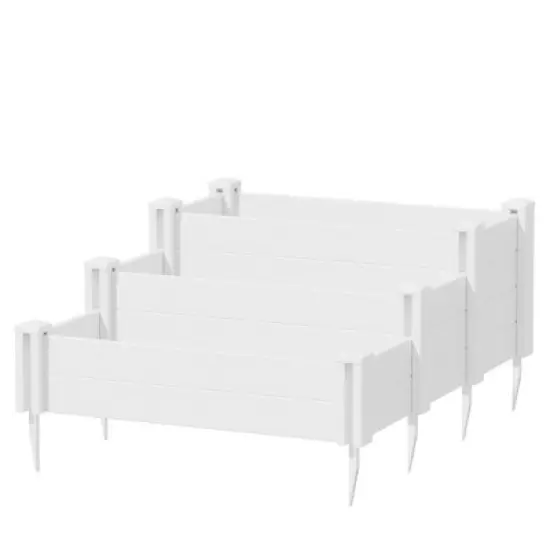 Lirago 48"x37"x17" White PVC Modular Garden Fence Panel Durable Easy to Install Soil Improvement Solution image {9}