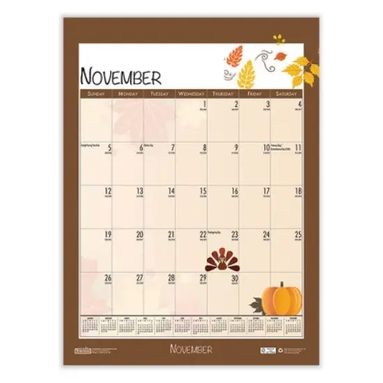 Academic Year Recycled Seasonal Wall Calendar, Illustrated Seasons Artwork, 12 x 16.5, 12-Month (July to June): 2025 to 2026 image {4}