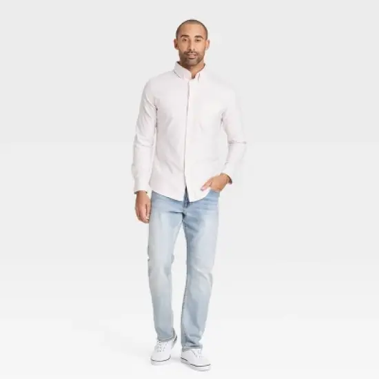 Men's Long Sleeve Poplin Shirt - Goodfellow & Co&trade; Pink image {2}