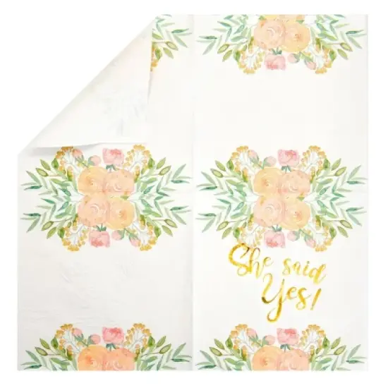 Sparkle and Bash 50 Pack Gold Foil She Said Yes Napkins for Engagement Party Supplies, Bridal Shower Decorations, 3-Ply, White, 5 x 5 In image {5}