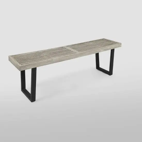 Fresno Acacia Wood Patio Dining Bench Light Gray - Christopher Knight Home: Weather-Resistant, 3-Seater Outdoor Picnic Bench image {6}