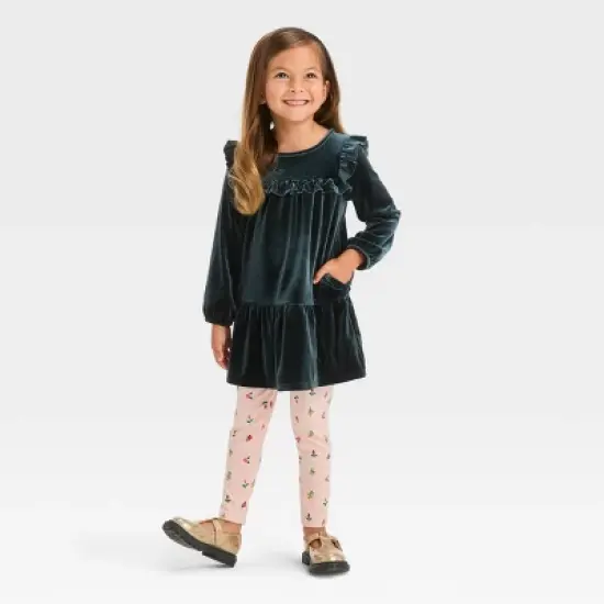 Toddler Girls' Solid A-Line Long Sleeve Dress - Cat & Jack&trade; Black image {2}
