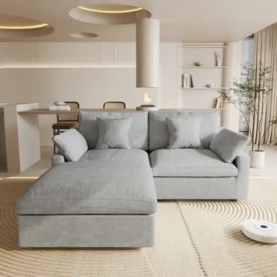 83" Cloud Couch Sectional for Living Room, Down Filled Modular Couch,L Shaped Sofas with Ottoman,Convertible Couch,Covers Washable&Replaceable image {16}