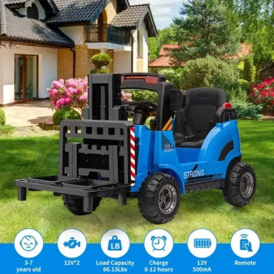 Ride on Forklift Car, 12V Electric Kids Ride On Car with Remote Control, Liftable Fork and Pallet, High/Low Variable Speed image {3}