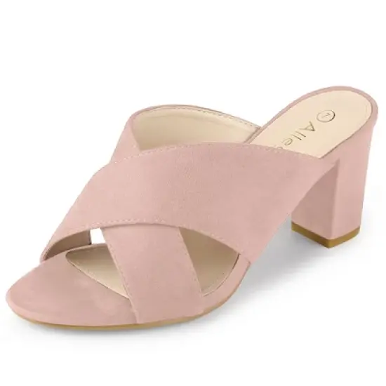 Allegra K Women's Crisscross Strap Block Heel Slide Sandals image {11}