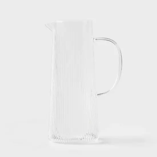 Ribbed Glass Pitcher Clear - Threshold&trade;: 40.5oz Dishwasher-Safe Beverage Server for Hot/Cold Drinks image {3}