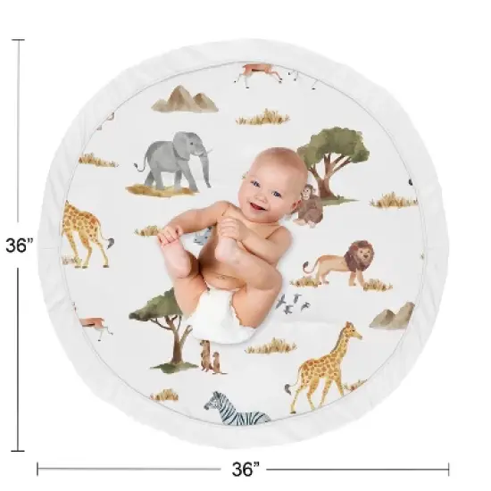 Sweet Jojo Designs Boy or Girl Gender Neutral Unisex Baby Tummy Time Playmat Jungle Animals Yellow Orange and White image {3}