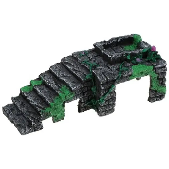 Unique Bargains Resin Tortoise Rock Turtle Basking Platform 9.5"x4.1"x3.4" Gray Green Purple 1 Pcs image {6}