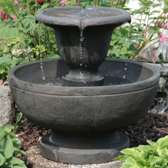 Sunnydaze 25"H Electric Polyresin 2-Tier Streaming Falls Outdoor Water Fountain image {1}
