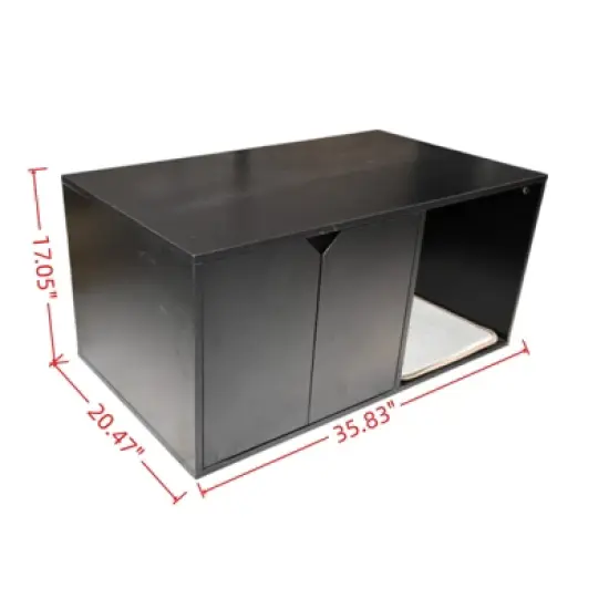 DSVIMOY Cat Litter Box Enclosure, Hidden Furniture, Modern Cat House with Corrugated Cardboard Scratching Pad, Black, 35.83"*20.47"*17.05" image {2}