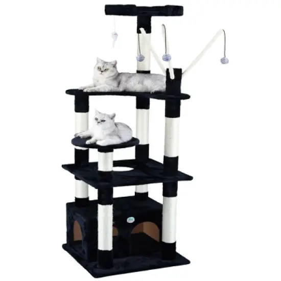 Go Pet Club 66" Cat tree Scratcher with Sisal Covered Posts and Dangling Toys F3031 image {4}