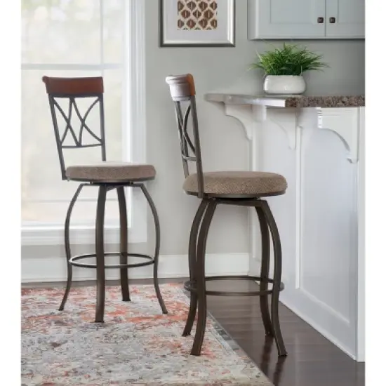 29" Carter Swivel Barstool Metal/Tan/Cherry - Powell Company image {1}