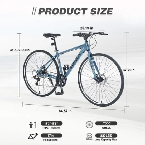 7 Speed Hybrid Bike Aluminum Alloy Frame Double Disc Brakes 700C Road Bike For Men Women's City Bicycle image {1}