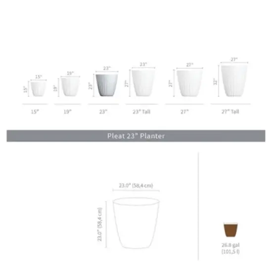 Crescent Garden Pleat Modern Round Indoor/Outdoor Planter Pot Black 23'' image {4}