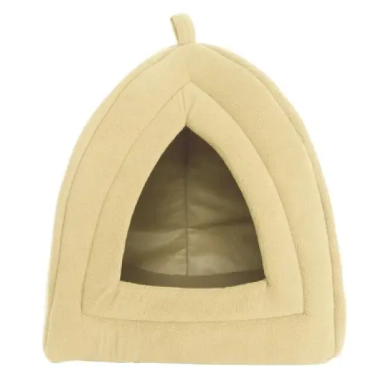 Pet Adobe Enclosed Igloo Cat Bed - Pet Tent With Removable Cushion Pad - Tan image {3}