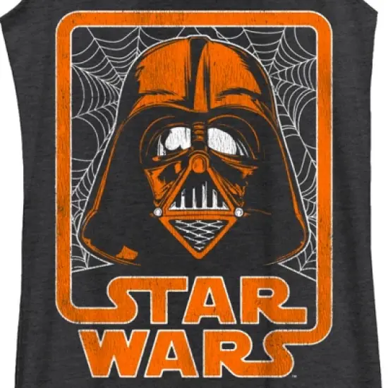 Women's Star Wars Halloween Darth Vader Spooky Spider Webs Logo Racerback Tank Top image {1}