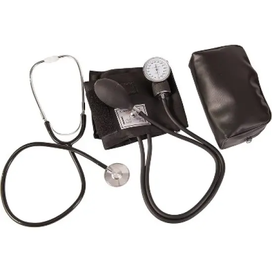 MABIS Aneroid Sphygmomanometer with Stethoscope, Adult BP Cuff & Case, Black image {4}