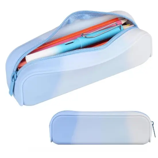 Boersma Blue Pencil Case &ndash; Large Capacity Waterproof Silicone Pen Pouch, Aesthetic Stationery Organizer for School, Office, Teen Boys & Girls image {8}