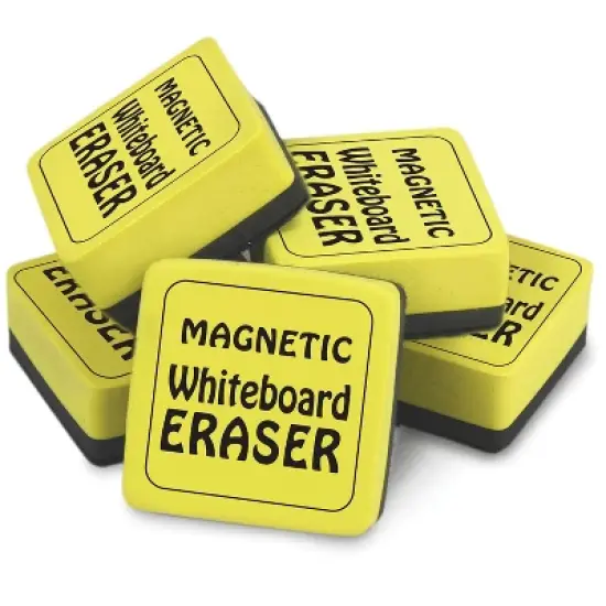 The Pencil Grip&trade; Magnetic Whiteboard Eraser, 2" x 2", Yellow, Pack of 12 image {1}
