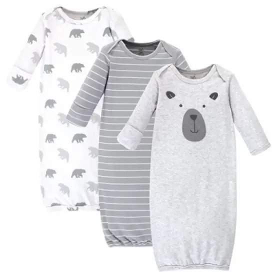 Touched by Nature Baby Boy Organic Cotton Long-Sleeve Gowns 3pk, Bear image {4}
